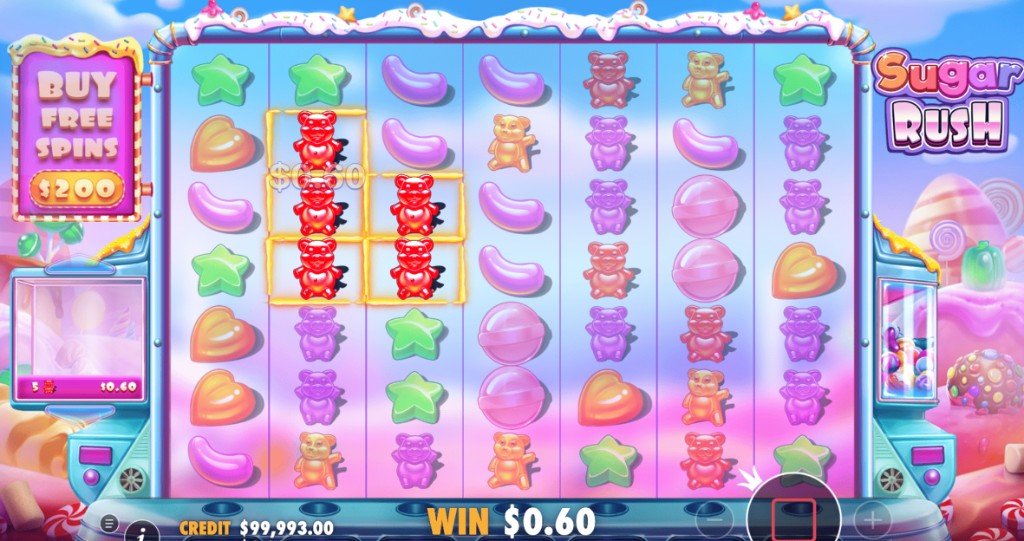 Sugar Rush demo con clúster ganador